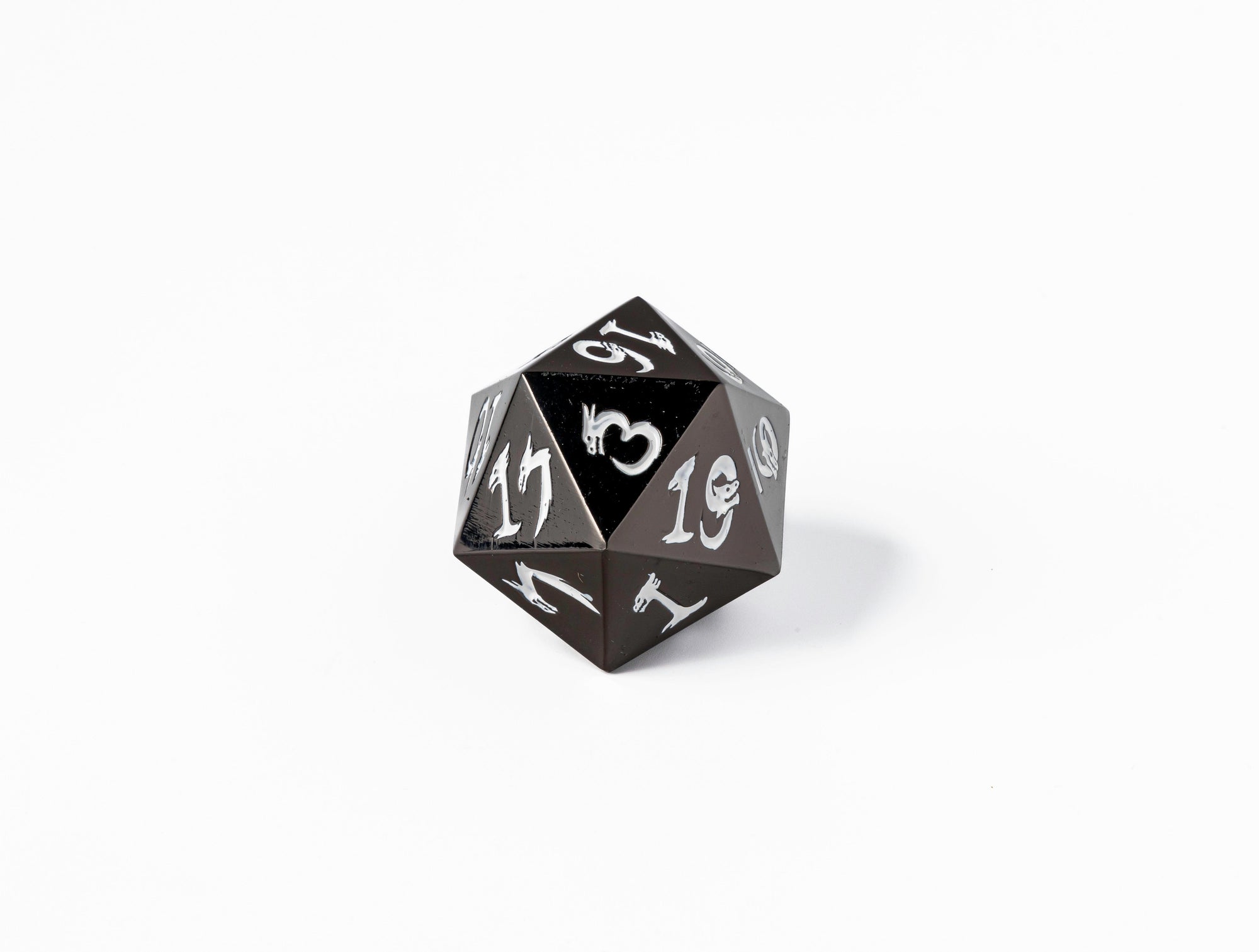 35mm Limited Edition Gunmetal Dragon Face Metal Dice D20