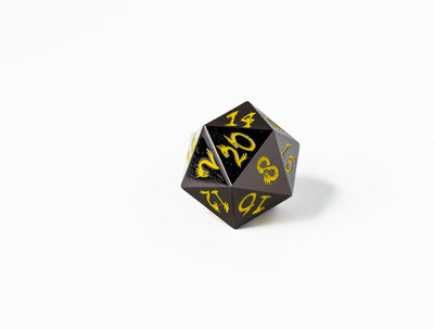 35mm Limited Edition Gunmetal Dragon Face Metal Dice D20