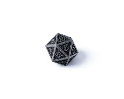 Bordered Silver Dragon Scale - Single D20