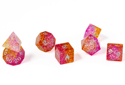 Pink Fire - Glass Dice Set