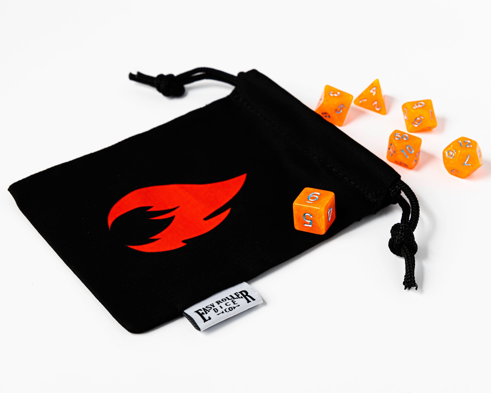 Small Cotton Twill Dice Bag - Fire Design