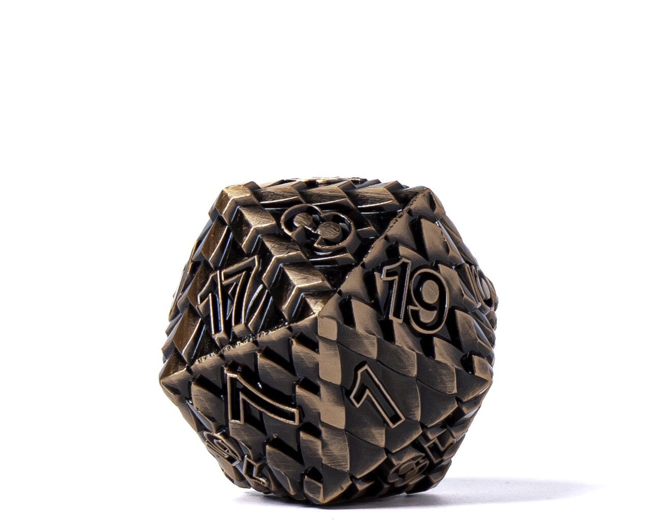 35mm Eye of the Dragon D20 - Copper W/ Green Eye