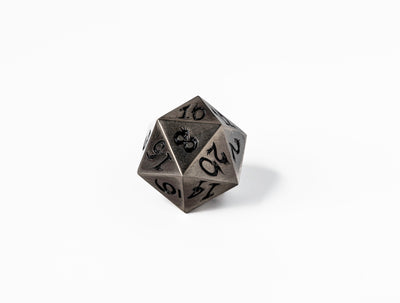 35mm Limited Edition Silver Dragon Face Metal Dice D20