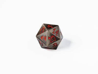 35mm Limited Edition Silver Dragon Face Metal Dice D20