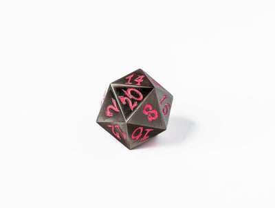 35mm Limited Edition Silver Dragon Face Metal Dice D20