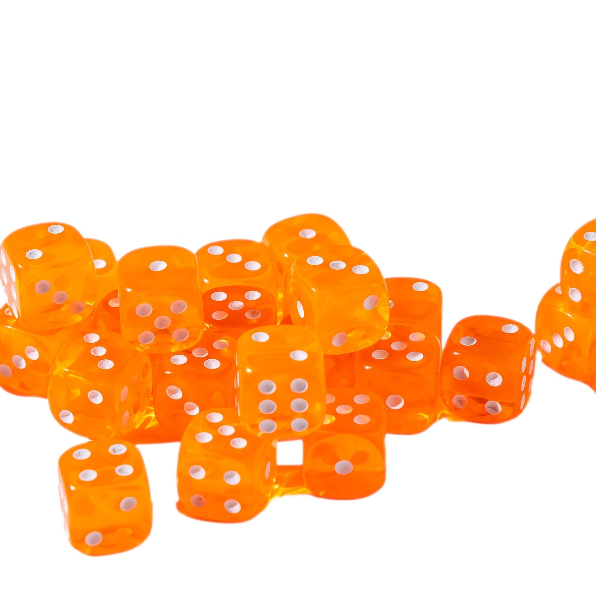 12mm D6 - Orange Translucent - 25 Count Bag