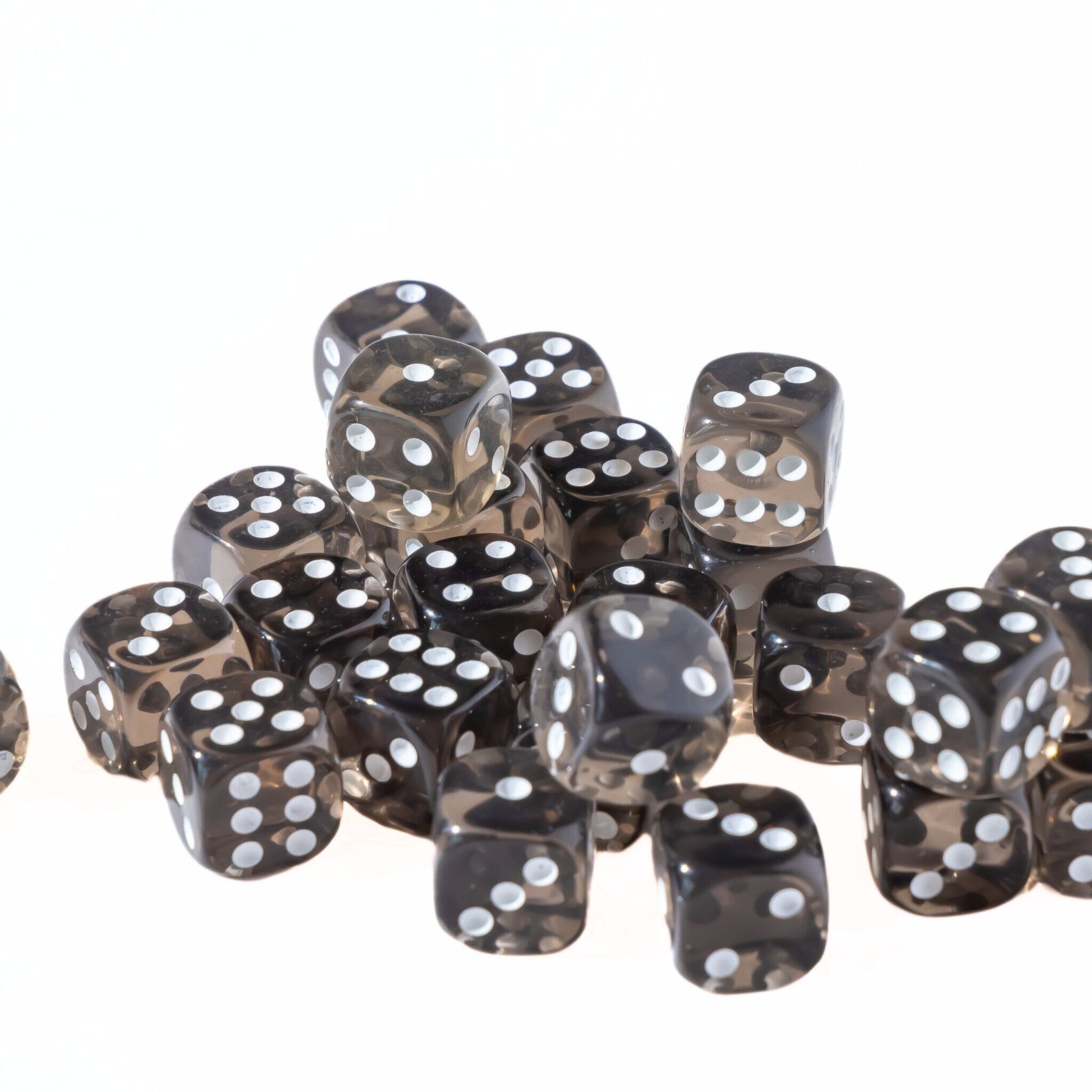 12mm D6 Dice - Dark Translucent - 25 Count Bag