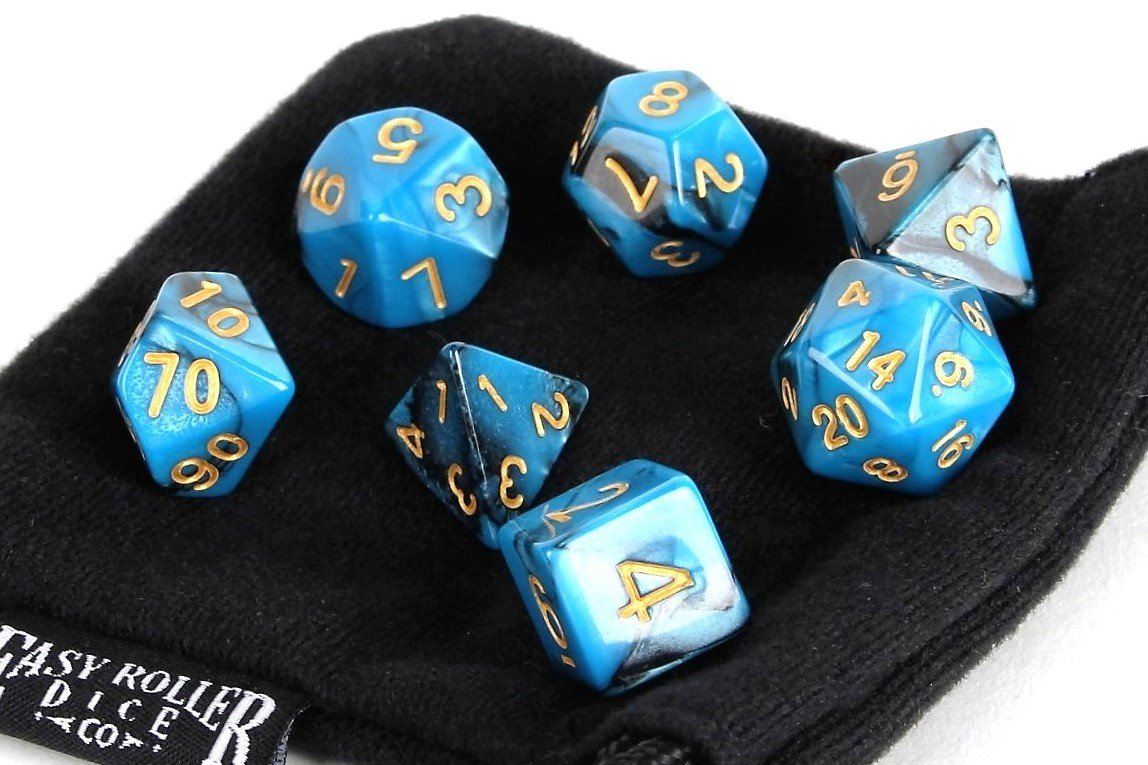 Cobalt Blue and Black Swirl Plastic - 7 Piece Set