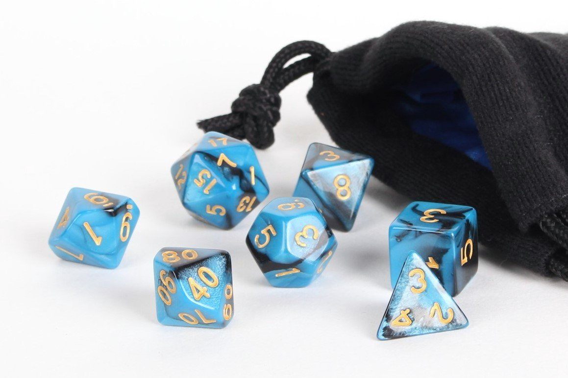 Cobalt Blue and Black Swirl Plastic - 7 Piece Set