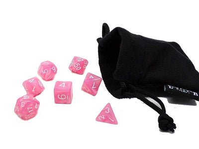 Pink Marble Dice Collection - 7 Piece Set