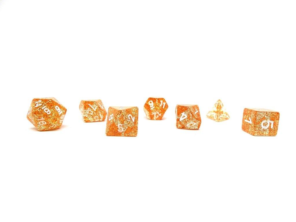 Gold Sparkle Dice - 7 Piece Set