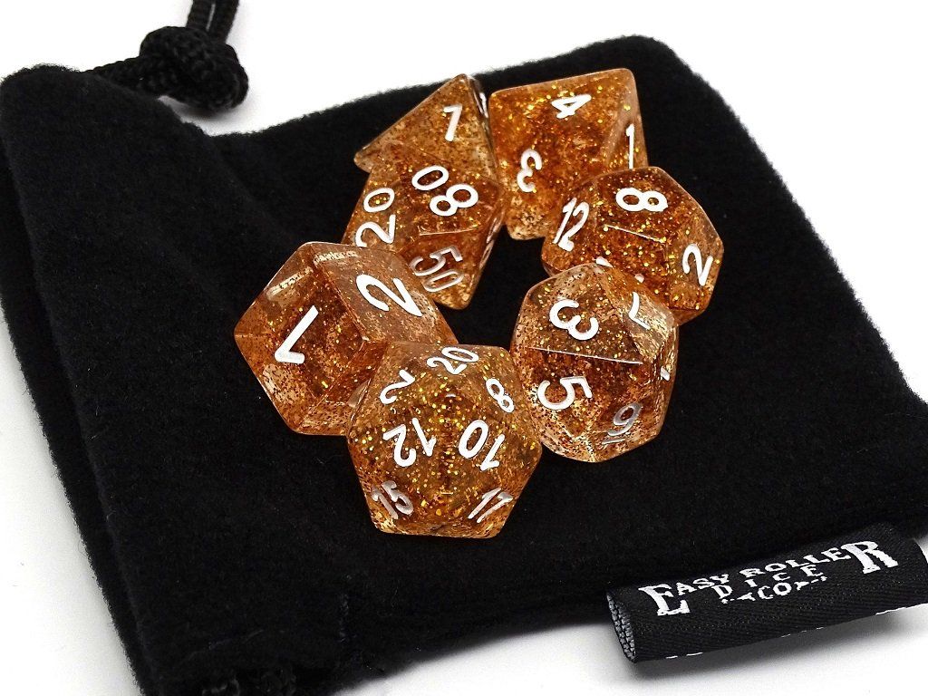 Gold Sparkle Dice - 7 Piece Set