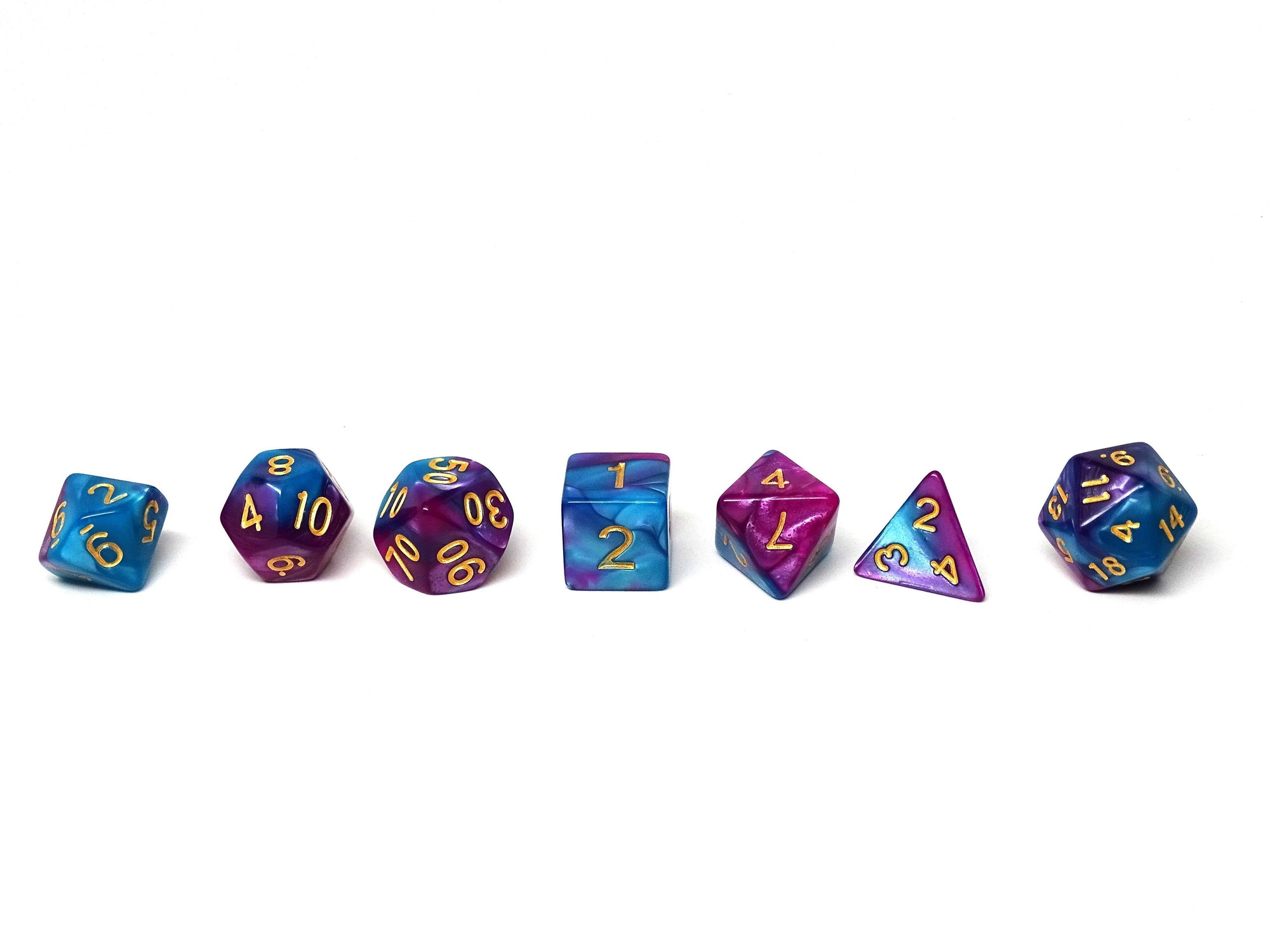 Turquoise and Magenta Swirl Dice Collection - 7 Piece Set