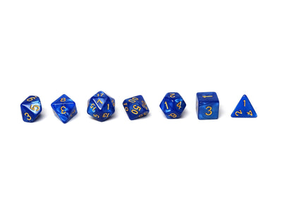 Royal Blue Marble Dice Collection - 7 Piece Set
