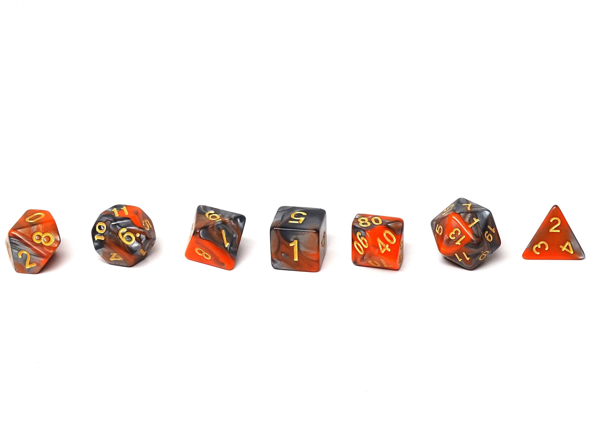 Orange and Grey Granite Dice Collection - 7 Piece Set