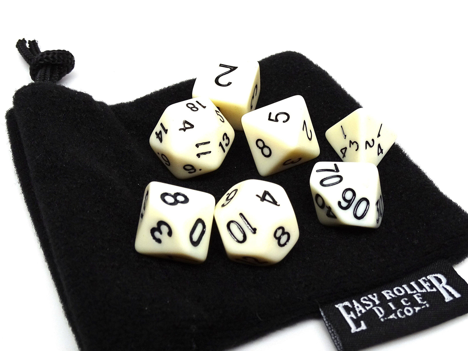 Bone White Dice - 7 Piece Set