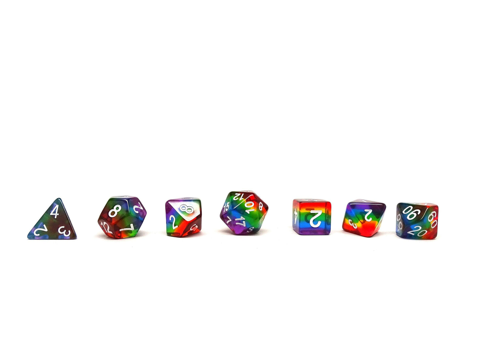 Rainbow Prism Dice Collection - 7 Piece Set