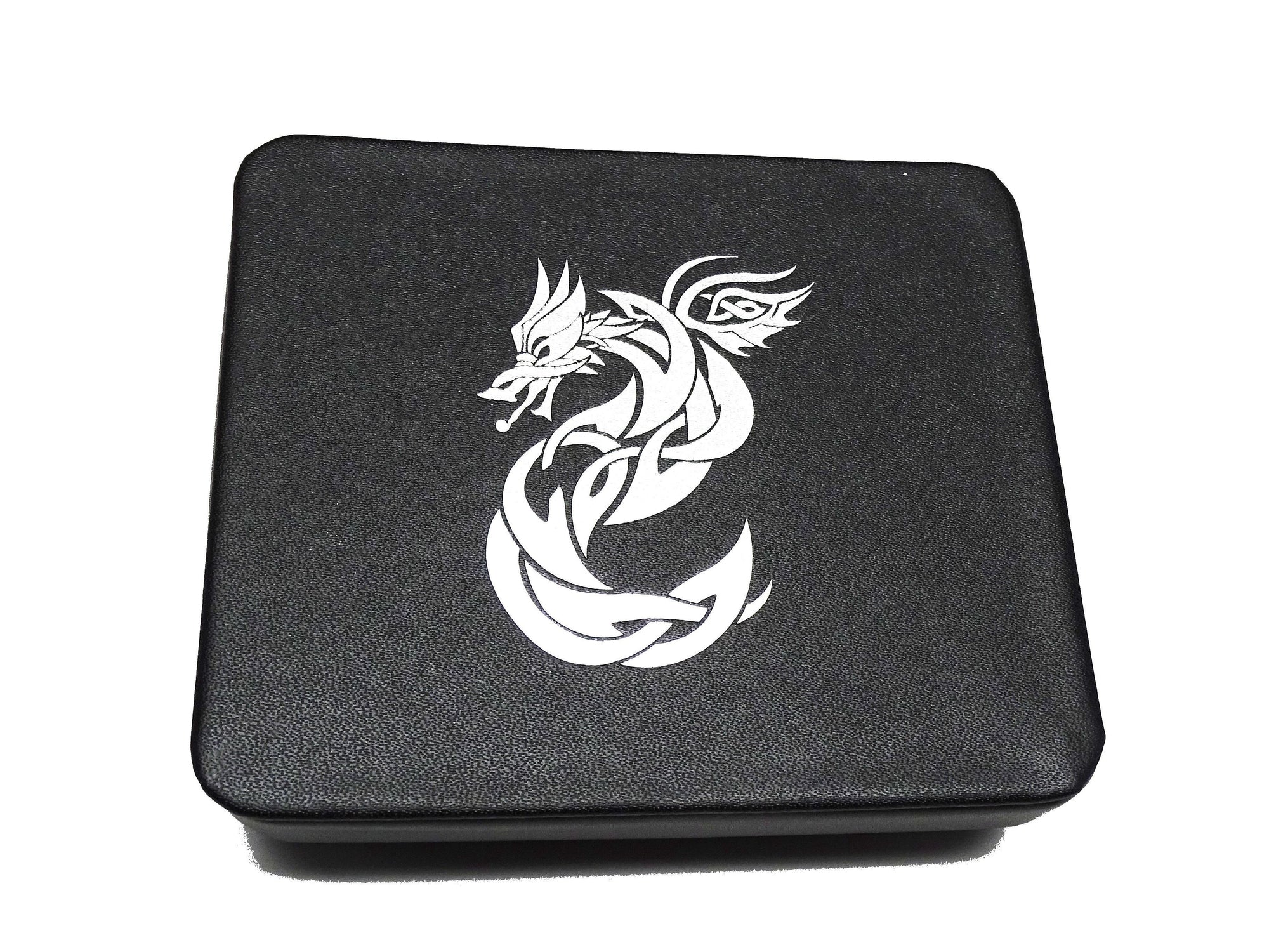 Dice Display and Storage Case - Silver Celtic Knot Dragon Design