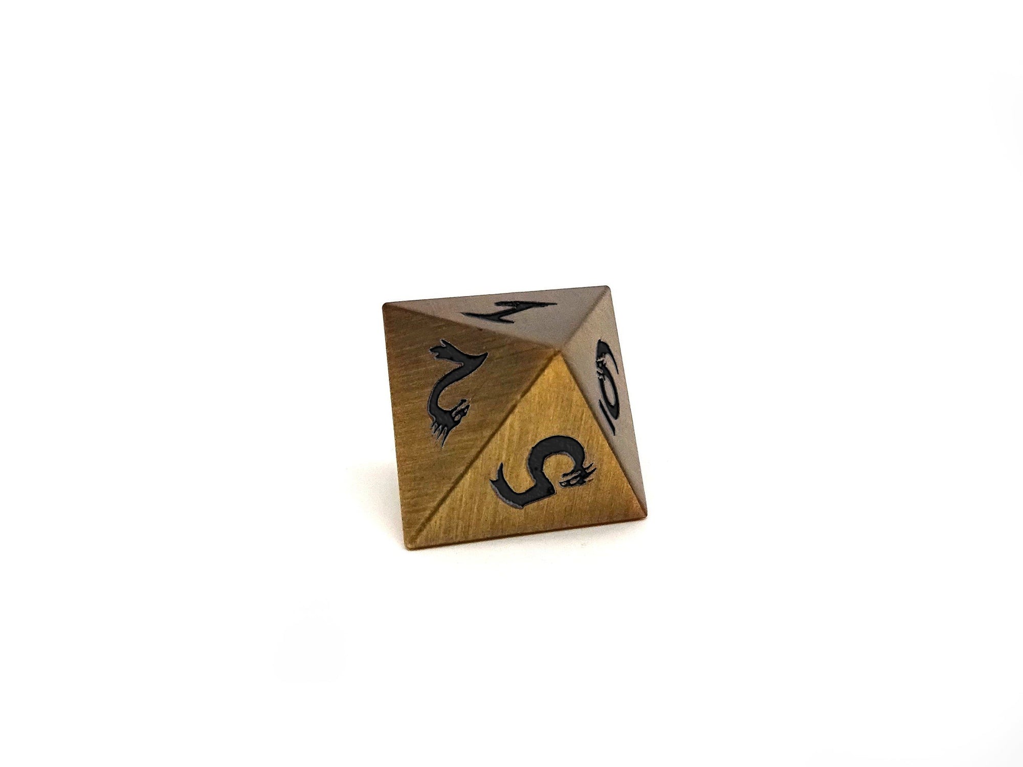 Metal Dice of Ancient Dragons - Ancient Gold with Black Dragon Font