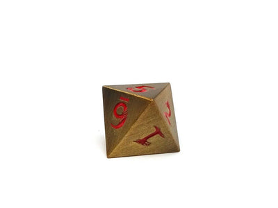 Metal Dice of Ancient Dragons - Ancient Gold with Red Dragon Font