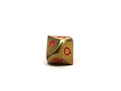 Metal Dice of Ancient Dragons - Ancient Gold with Red Dragon Font