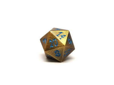 gold dragon dice with blue font