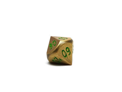 Metal Dice of Ancient Dragons - Ancient Gold with Green Dragon Font