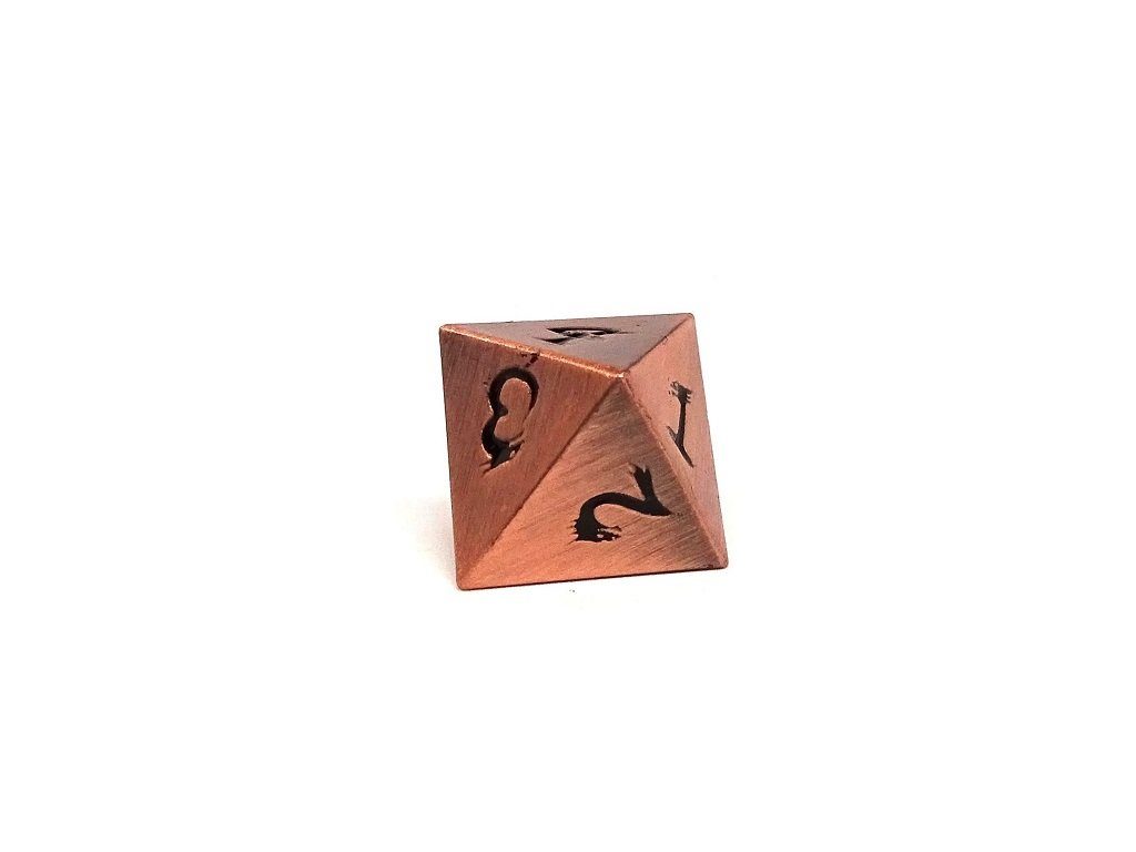 Metal Dice of Ancient Dragons - Ancient Copper with Black Dragon Font