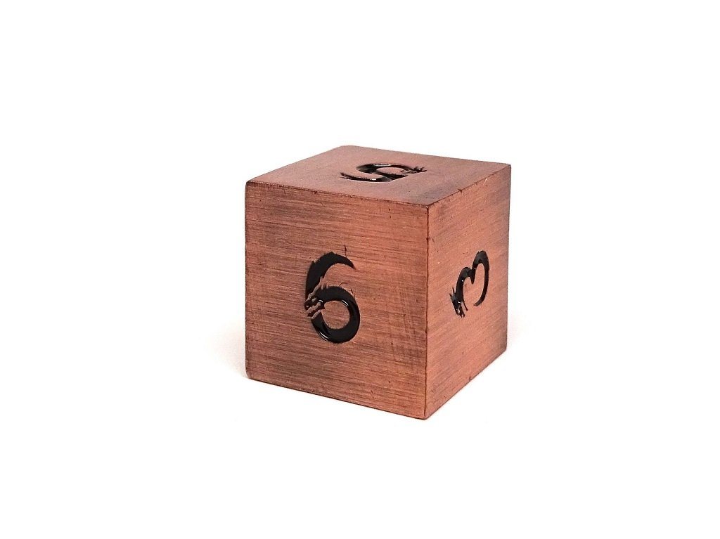 Metal Dice of Ancient Dragons - Ancient Copper with Black Dragon Font