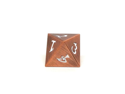 Metal Dice of Ancient Dragons - Ancient Copper with White Dragon Font