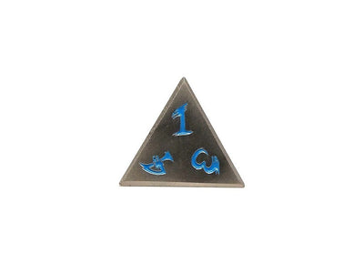 Metal Dice of Ancient Dragons - Ancient Silver with Powder Blue Dragon Font