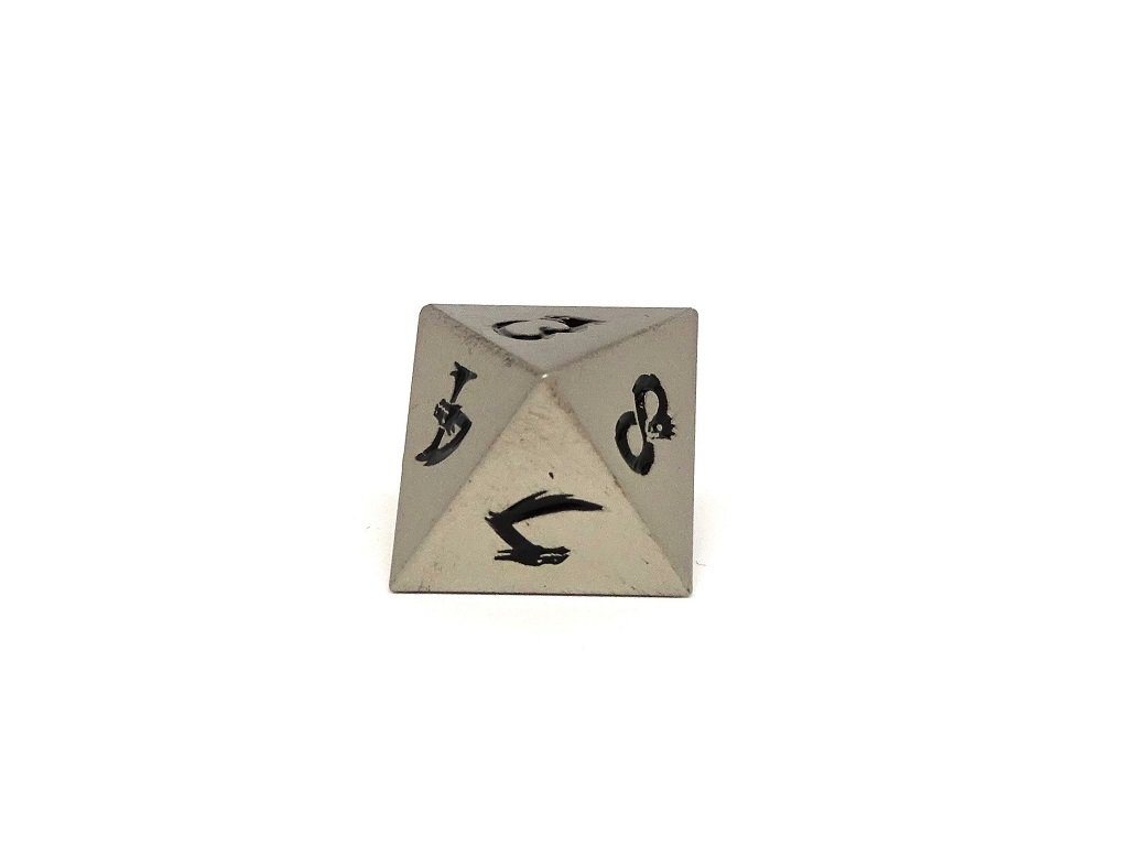 Metal Dice of Ancient Dragons - Ancient Silver with Black Dragon Font