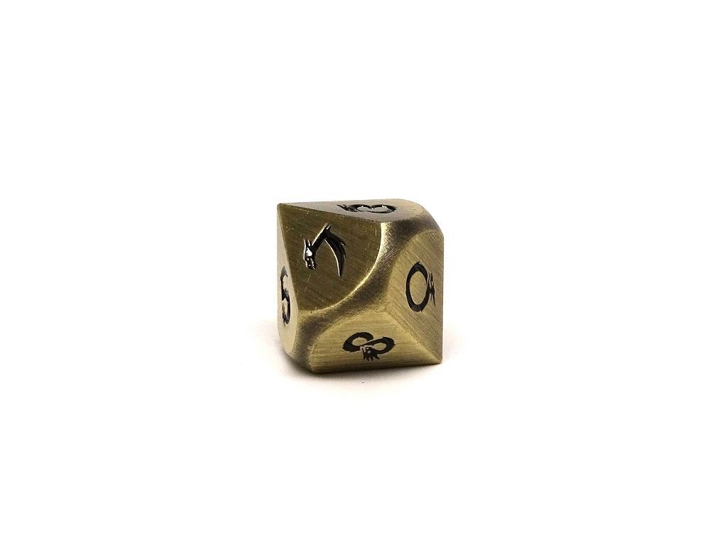 Metal Dice of Ancient Dragons - Ancient Bronze with Black Dragon Font