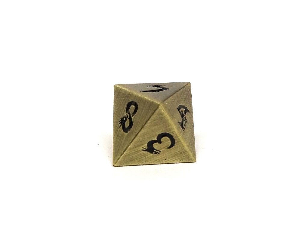 Metal Dice of Ancient Dragons - Ancient Bronze with Black Dragon Font