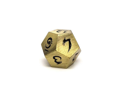 Metal Dice of Ancient Dragons - Ancient Bronze with Black Dragon Font