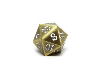 Metal Dice of Ancient Dragons - Ancient Bronze with White Dragon Font