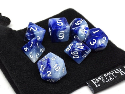 Frosted Blue Granite - 7 Piece Dice Collection