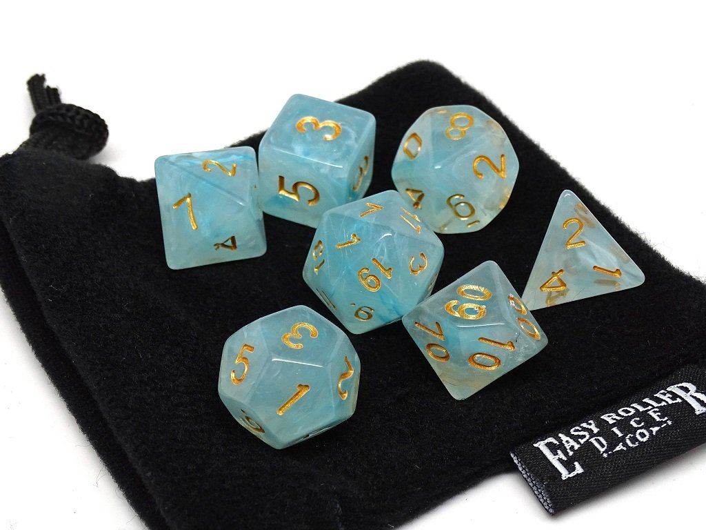 Frosted Ice Blue Glacier - 7 Piece Dice Collection