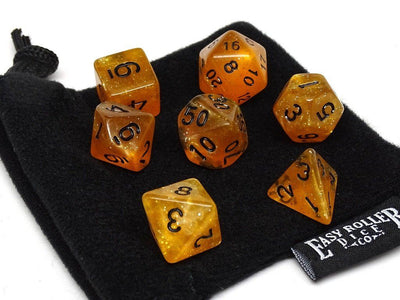 Translucent Amber Galaxy - 7 Piece Dice Collection