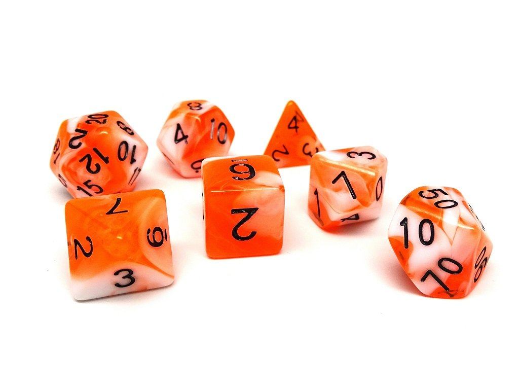 Tangerine Swirl Dice Collection - 7 Piece Set