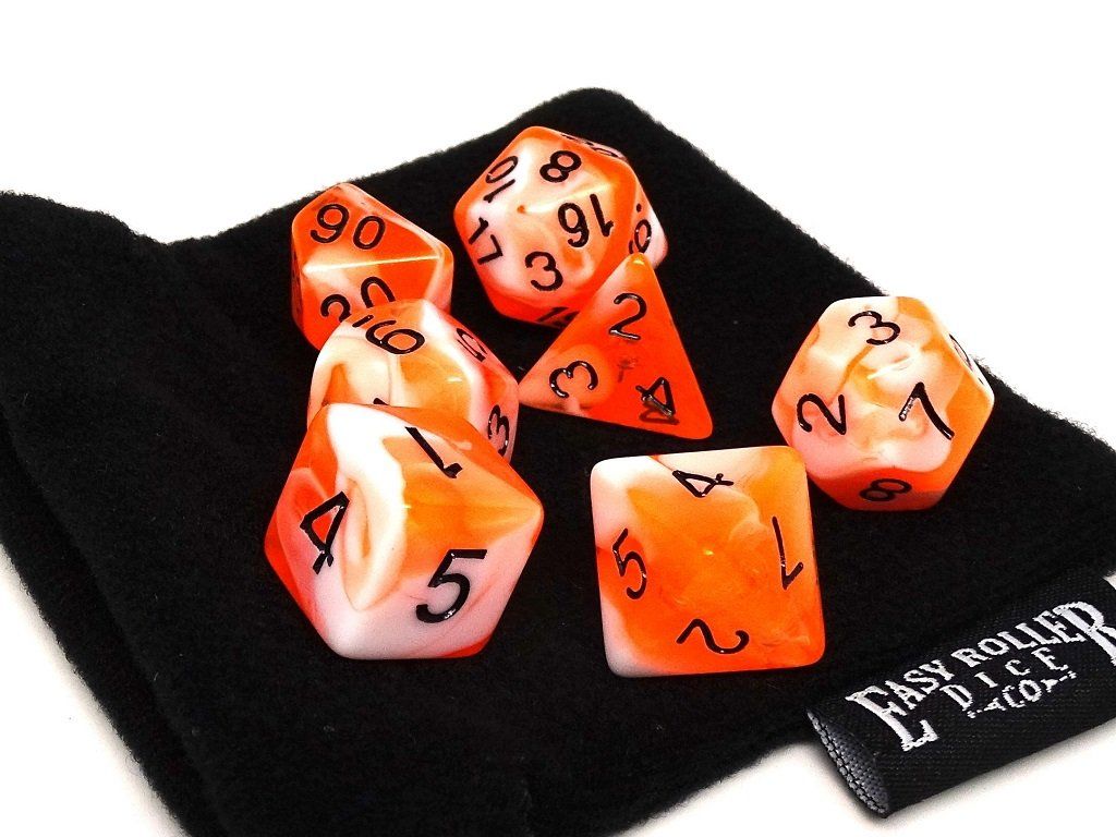 Tangerine Swirl Dice Collection - 7 Piece Set