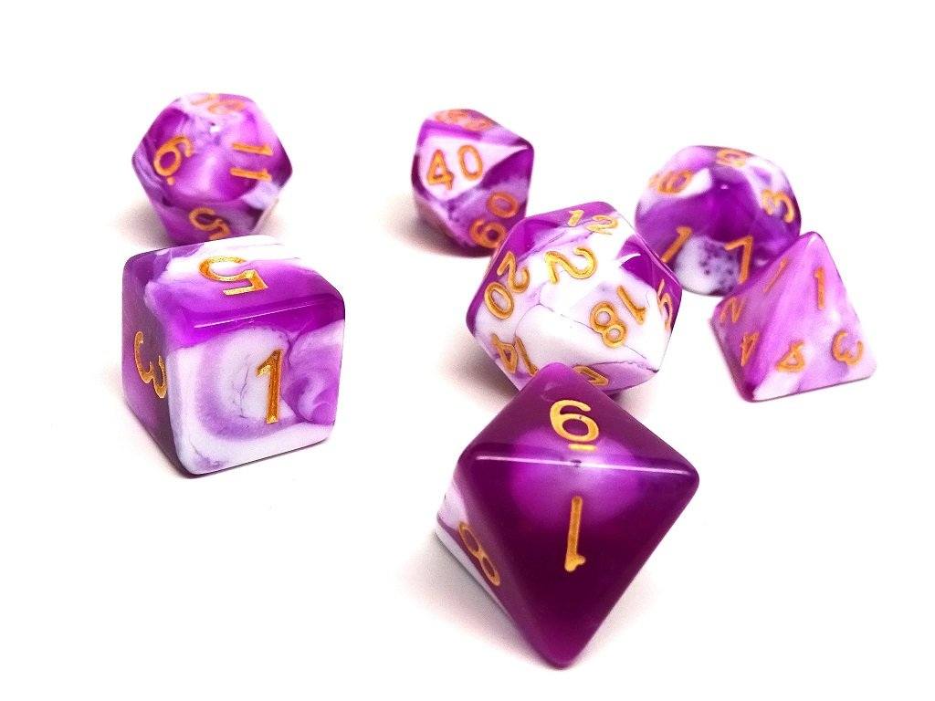 Plum Swirl Dice Collection - 7 Piece Set