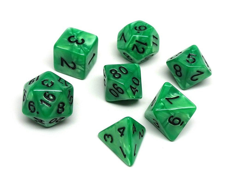 Kelly Green Marble - 7 Piece Set - Easy Roller Dice Company