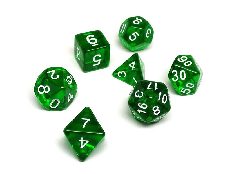 Emerald Green Translucent Dice - 7 Piece Set - Easy Roller Dice Company