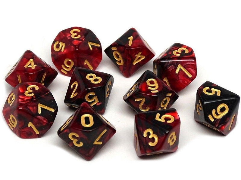 D10 Pack - Ten Count Pack of Lava Swirl 10 Sided Dice - Easy Roller ...