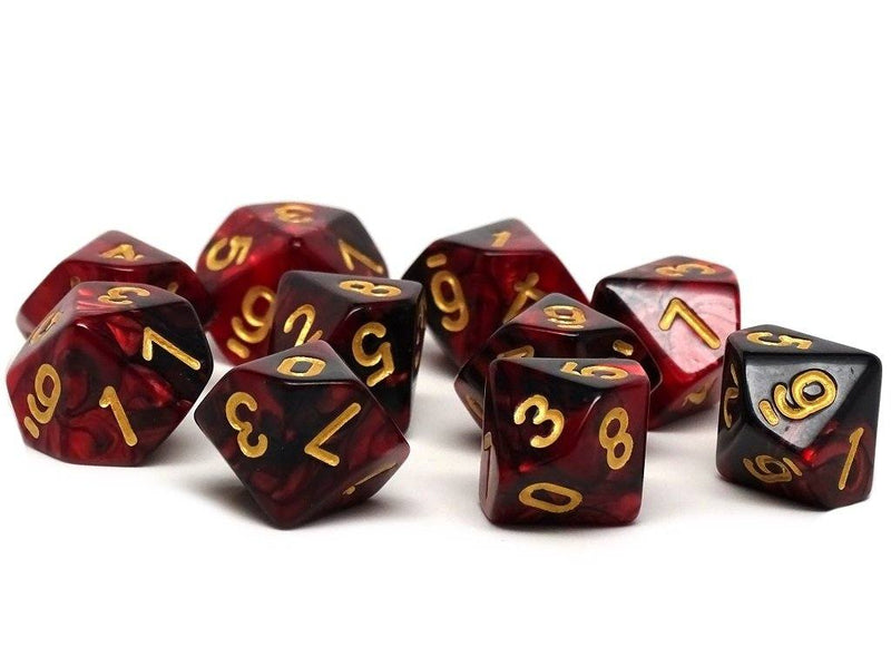 D10 Pack - Ten Count Pack of Lava Swirl 10 Sided Dice - Easy Roller ...