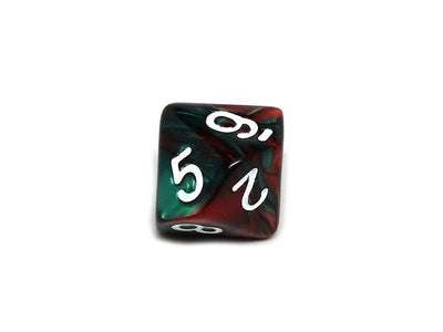 D10 Pack - Ten Count Pack of Green and Red Swirl 10 Sided Dice