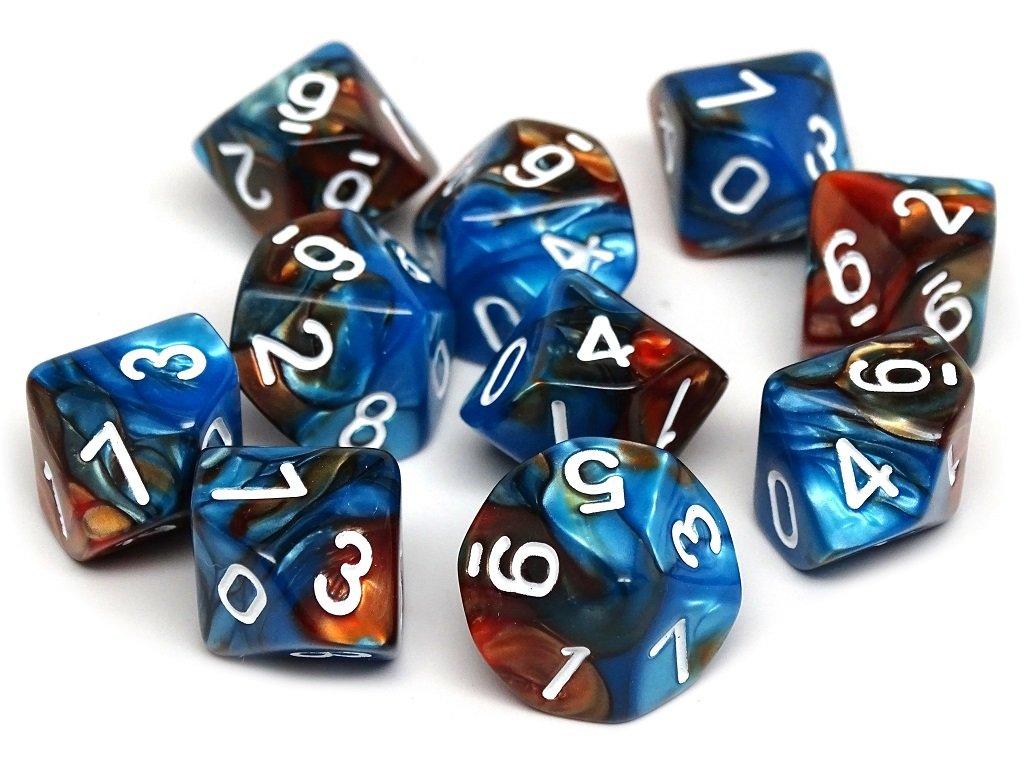D10 Pack Ten Count Pack of Cobalt and Copper Granite 10 Sided Dice