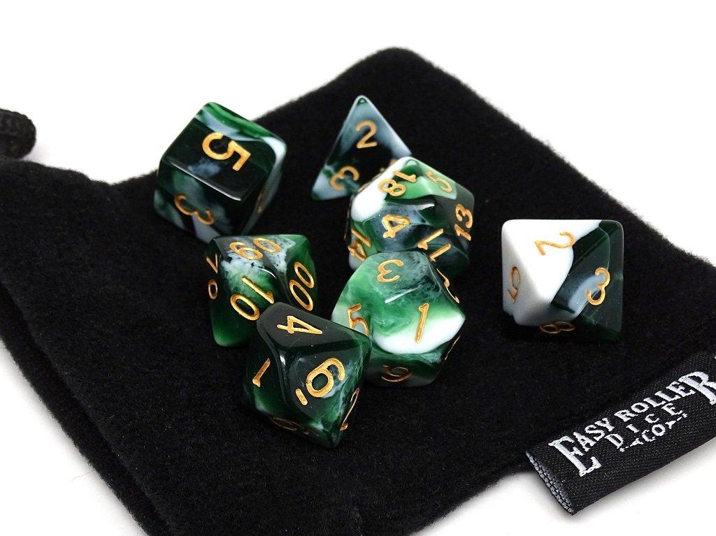Deep Green Swirl Dice Collection - 7 Piece Set