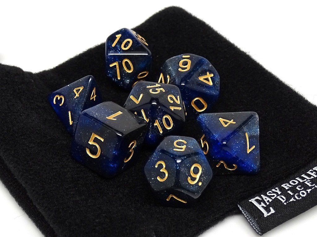 Midnight Blue Stardust Dice Collection - 7 Piece Set